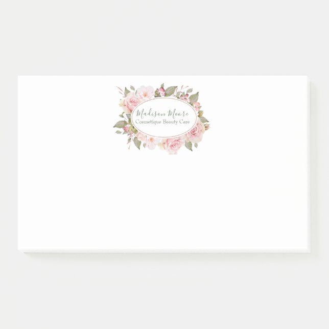 Post-it® Joli Floral Roses Nom Inscrit (Devant)