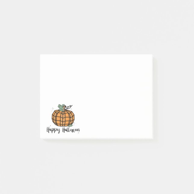 Post-it® Joli Halloween Géométrique Orange Citrouille (Devant)