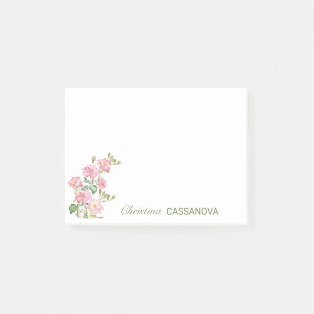 Post-it® Joli Jardin Floral Rose Aquarelle (Devant)