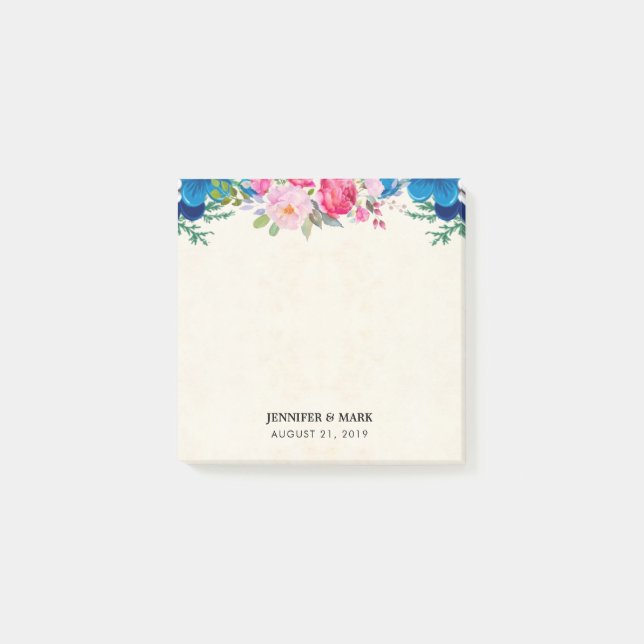 Post-it® Joli Mariage de frontière rose et bleu (Devant)