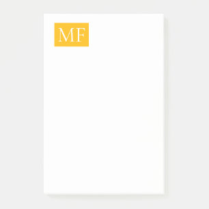 Post-it® Joli Monogramme Jaune Blanc Moderne Minimaliste