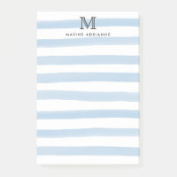 Joli Monogramme Moderne à Rayures Aquarelle Bleu P