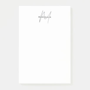 Post-it® Joli Monogramme Noir Blanc Gris Calligraphie