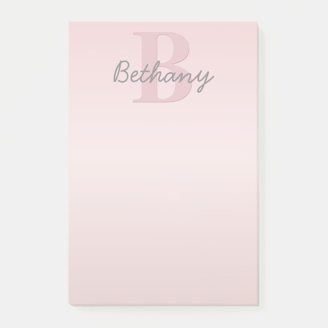 Post-it® Joli Monogramme rose personnalisable et votre nom  (Devant)