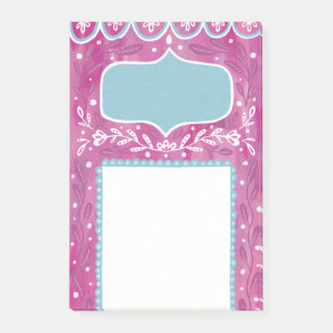 Post-it® Joli motif floral bleu rose. Abstrait botanique