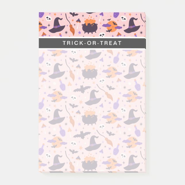 Post-it® Joli motif Halloween violet et rose (Devant)