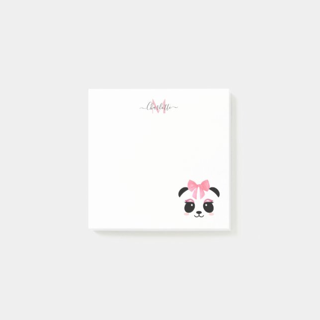 Post-it® Joli panda ours monogramme personnalisé  (Devant)