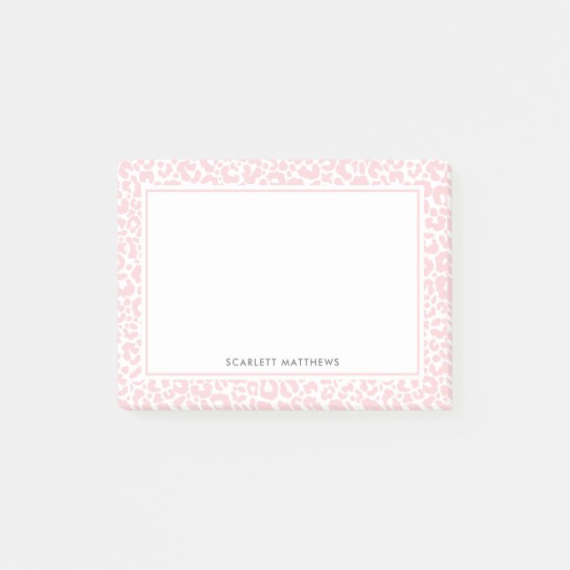 Post-it® Joli Pastel Empreinte de léopard Motif rose Nom (Devant)
