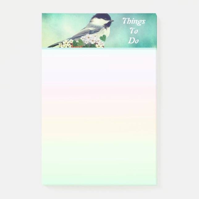 Post-it® Joli Petit Oiseau & Fleurs Blanches Que Faire (Devant)