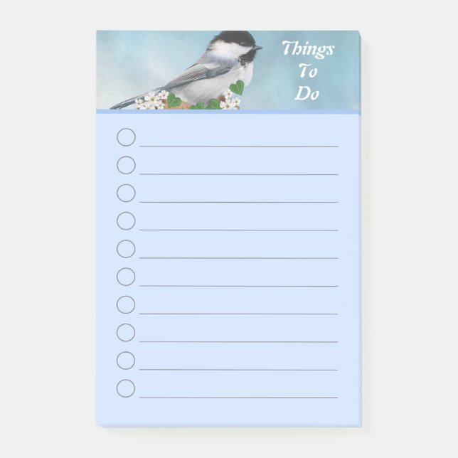 Post-it® Joli Petit Oiseau & Petites Fleurs Que Faire (Devant)