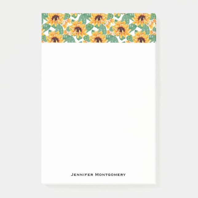 Post-it® Joli tournesol Jaune et Motif vert (Devant)