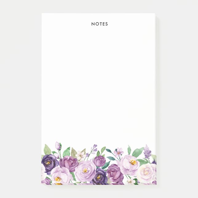 Post-it® Jolie aquarelle Violet Violet Fleurs pourpres (Devant)