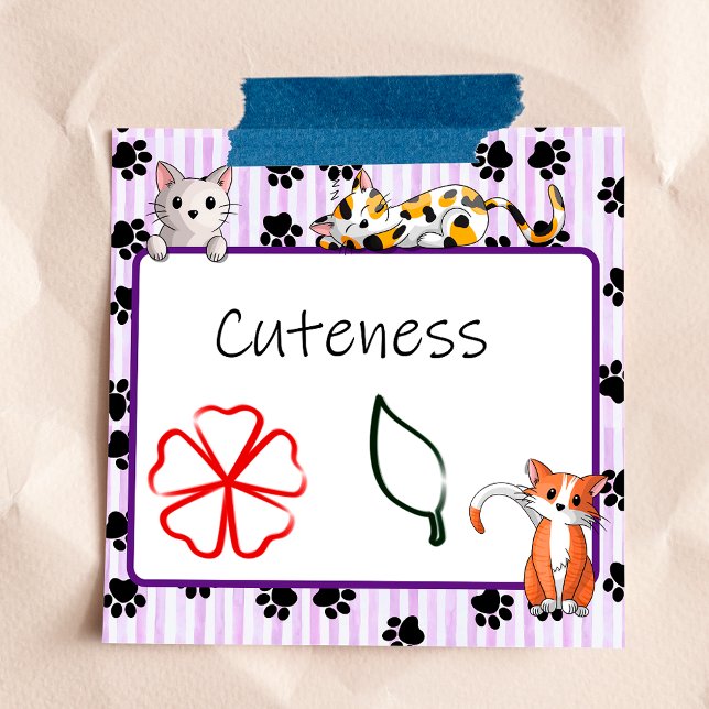 Post-it® Jolie couleur pourpre avec pattes chatons mignons  (Créateur téléchargé)