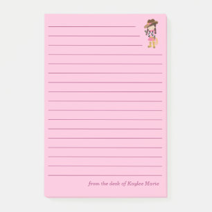 Post-it® Jolie Cowgirl Personnalisé Ligné Enfants Rose