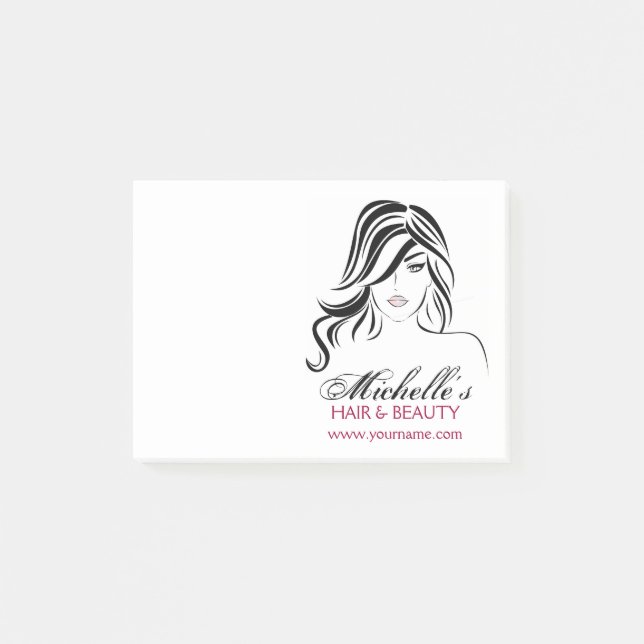 Post-it® Jolie fille aux cheveux ondulés et Icône maquillag (Devant)