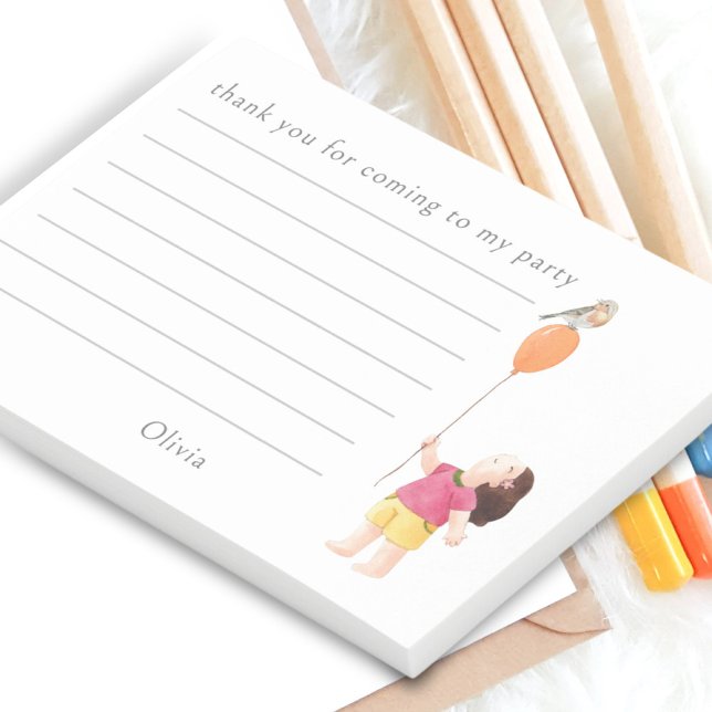 Post-it® Jolie Fille d'anniversaire Fête Ballon Merci (Créateur téléchargé)