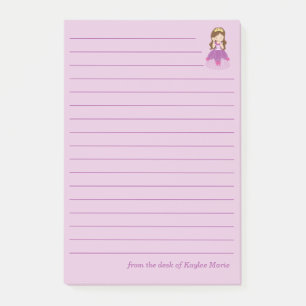 Post-it® Jolie Fille Princesse Lignée Rose Personnalisée