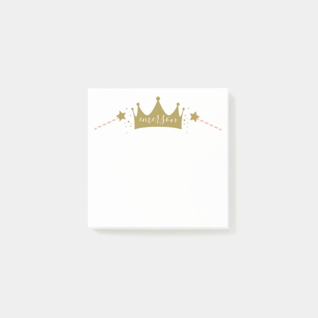 Post-it® Jolie fille princesse rose et or (Devant)