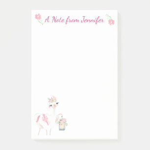 Post-it® Jolie lama avec fleurs et lanterne