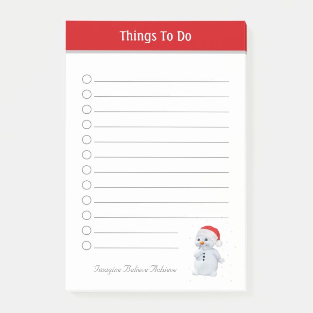 Post-it® Jolie Noël Snowman Choses à faire Post-it Notes (Devant)