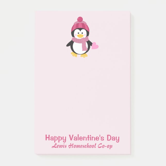 Post-it® Jolie Penguin Homeschool Co-op Valentine's Day (Devant)