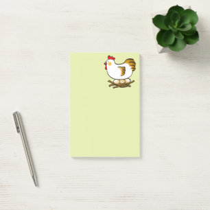 Post-it® Jolie poule de dessin animé sur un nid avec des œu