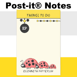 Post-it® Jolies coccinelles choses à faire nom enfants jaun