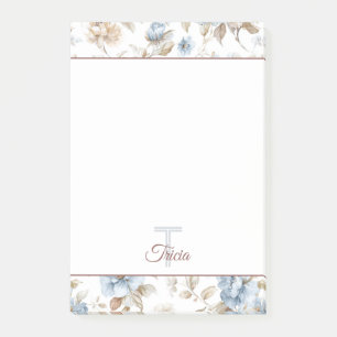 Post-it® Jolies Fleurs Bleues Crème Beige Marron