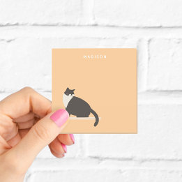 Post-it® Jolies notes de chat noir et blanc avec nom