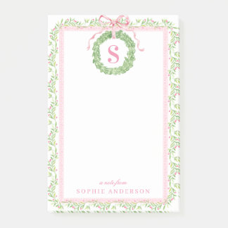 Post-it® Jolies notes de monogramme de couronne de Noël
