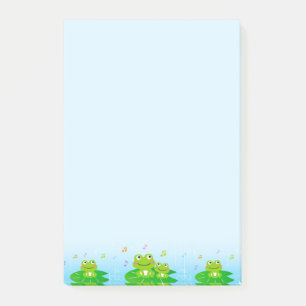 Post-it® Jolies petites grenouilles sur des notes bleu clai