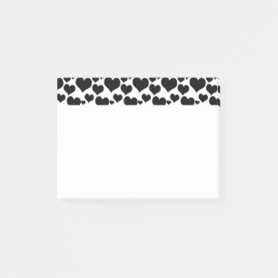 Post-it® Jolis cœurs noirs sur fond blanc pour votre Saint-