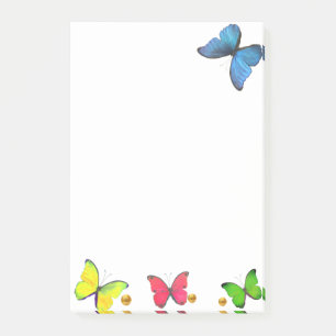 Post-it® Jolis papillons colorés sur fond blanc