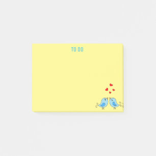 Post-it® Jolis petits oiseaux bleus Choses à faire sur jaun