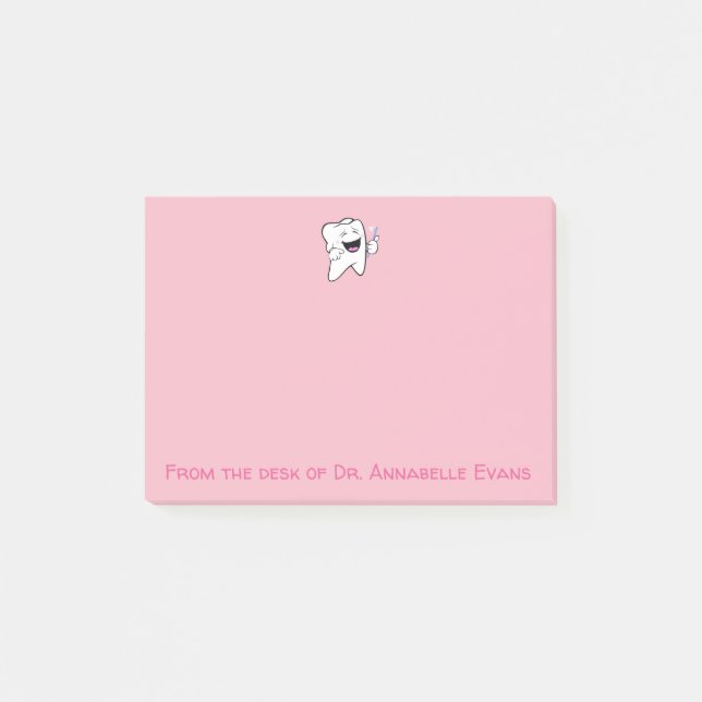 Post-it® Joyeuse dent rose et pinceau (Devant)