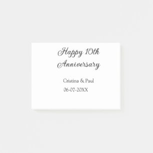 Post-it® Joyeux 10e anniversaire simple nom de mariage mini