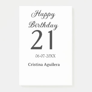 Post-it® Joyeux 21e anniversaire lettre gras nom simple min