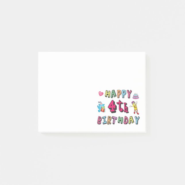 Post-it® Joyeux 4e anniversaire. 4 ans b-jour. (Devant)