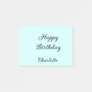 Post-it® Joyeux anniversaire fond bleu nom stylé élégant