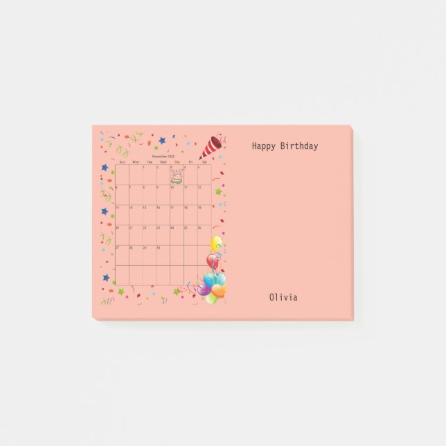 Post-it® Joyeux anniversaire Novembre 2022 Post-it Notes (Devant)