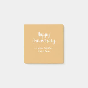 Post-it® Joyeux anniversaire or blanc 10 ans nom date