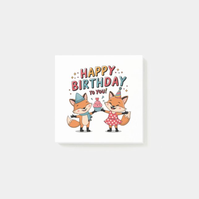 Post-it® Joyeux Anniversaire Renards (Devant)