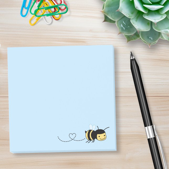 Post-it® Joyeux bourdonnement d'abeilles autour sur le bleu (Créateur téléchargé)