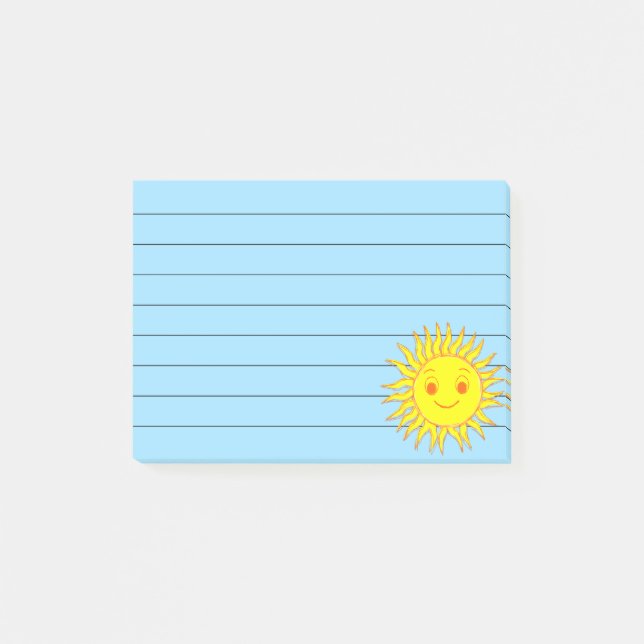 Post-it® Joyeux dessin de la face du soleil (Devant)
