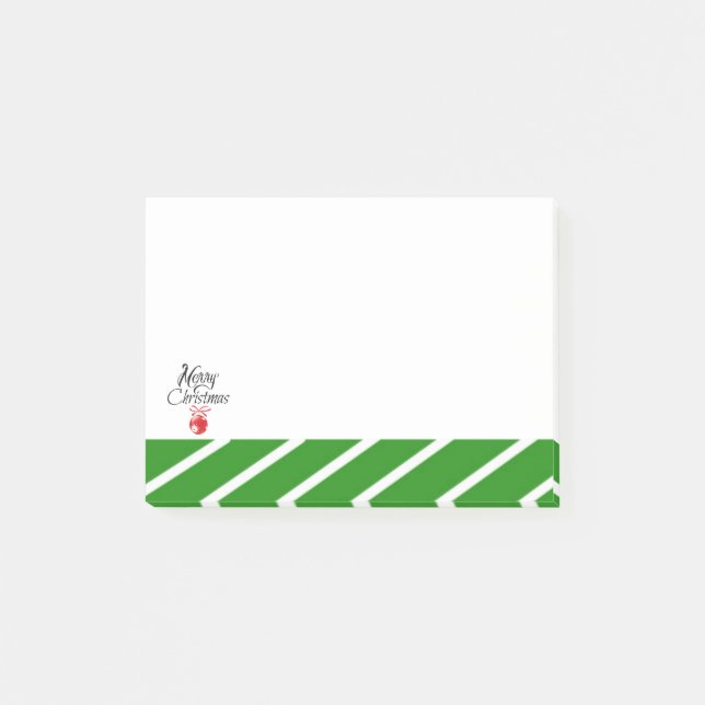 Post-it® Joyeux Noël à rayures vertes et blanches (Devant)