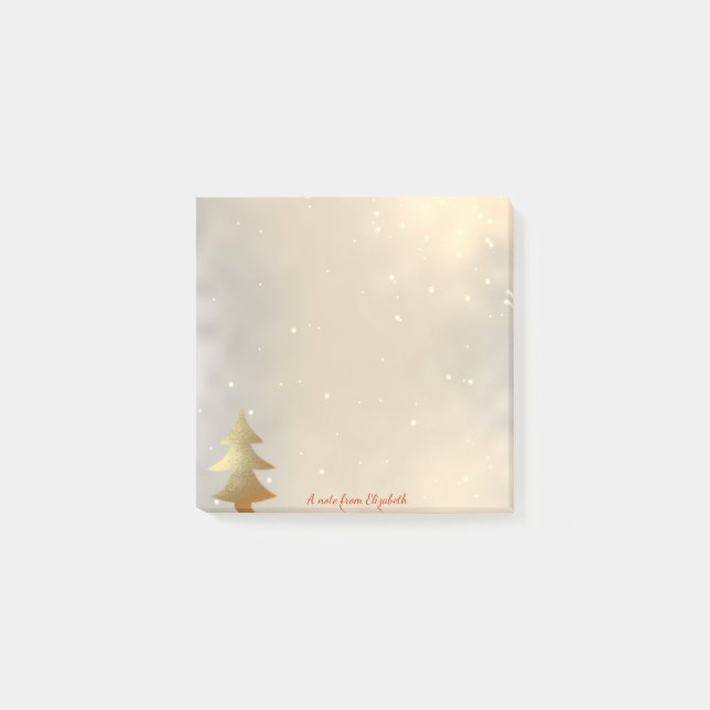 Post-it® Joyeux Noël, Arbre d'or de Noël -Personnalisé (Devant)