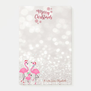 Post-it® Joyeux Noël, Bokeh, Flamants roses chapeau de Père