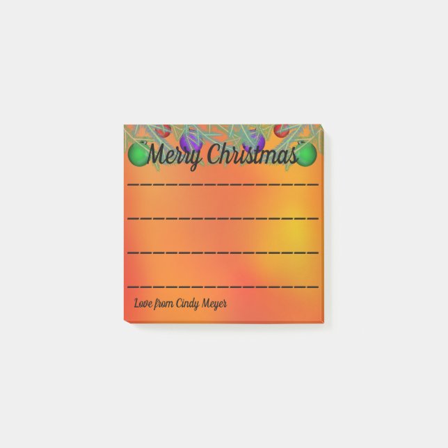 Post-it® Joyeux Noël Bordure Pine Branches Papier Linté (Devant)