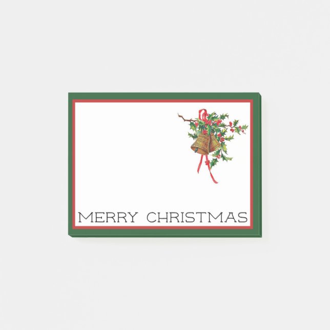 Post-it® Joyeux Noël cloches et Holly Post-It notes (Devant)
