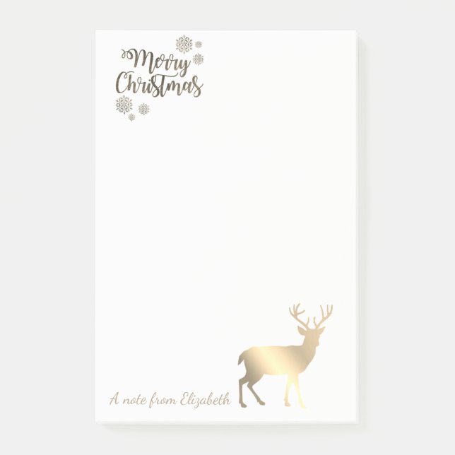 Post-it® Joyeux Noël, Faux Gold Reindeer Personnalisé (Devant)